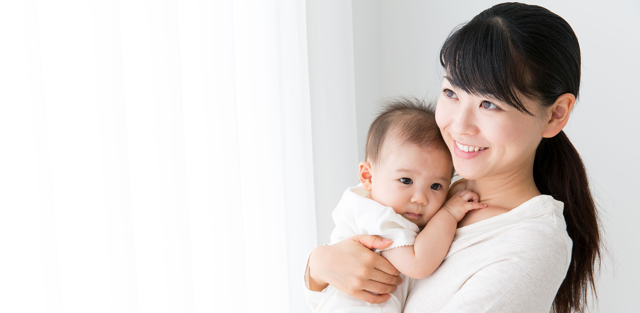 young asian mother and baby